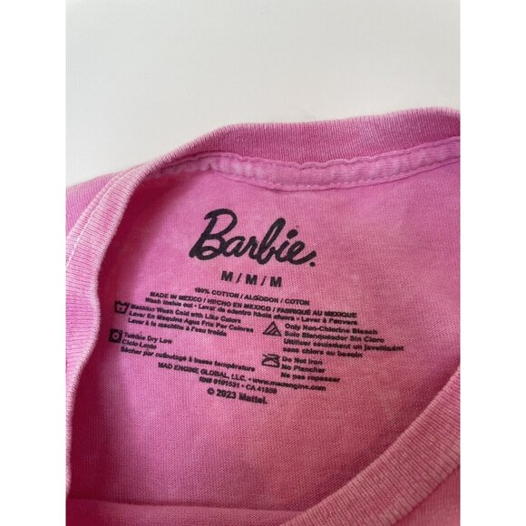 Mattel Barbie Malibu Pink T-Shirt Medium Palm Tree Graphic Y2K Style - Picture 4 of 5